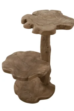 Wortel Teak Houten Kattenpaal / Plantentafel – 2 Plateau’s