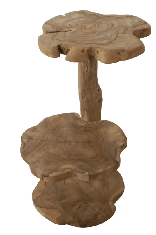 Wortel Teak Houten Kattenpaal / Plantentafel – 2 Plateau’s