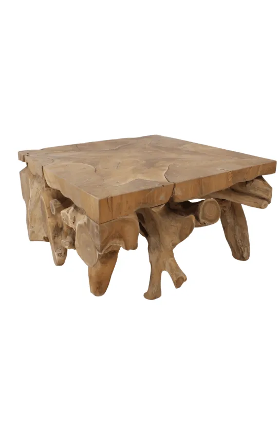 Wortelteakhouten salontafel
