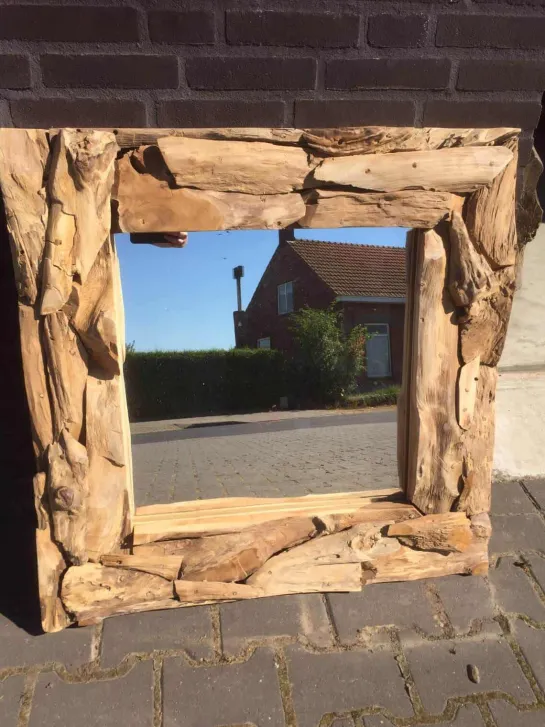 Wortelteakhouten spiegel