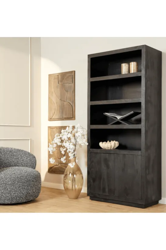 Zwarte boekenkast 90x45x200 cm