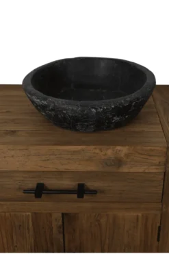 Zwarte oude houten schaal