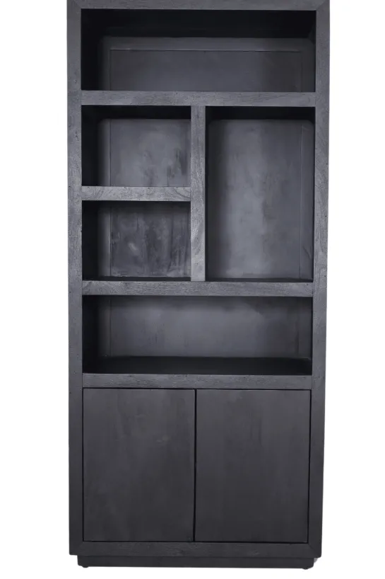 Zwarte vakkenkast 90x45x200 cm