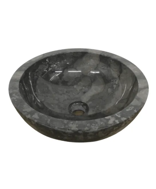 Zwart marmer wasbak rond