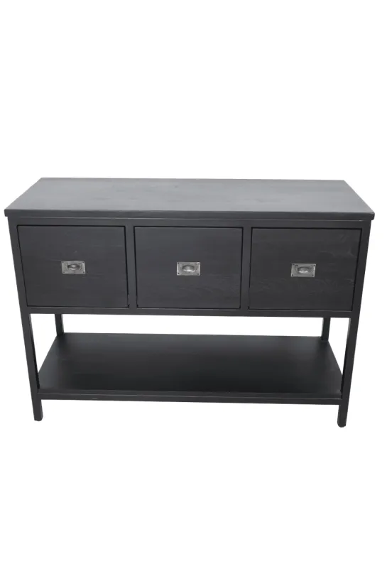 Zwart Teak Houten Badkamermeubel / Dressoir