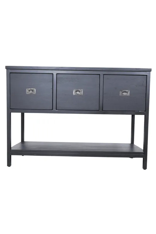 Zwart Teak Houten Badkamermeubel / Dressoir