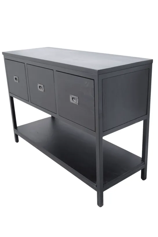 Zwart Teak Houten Badkamermeubel / Dressoir