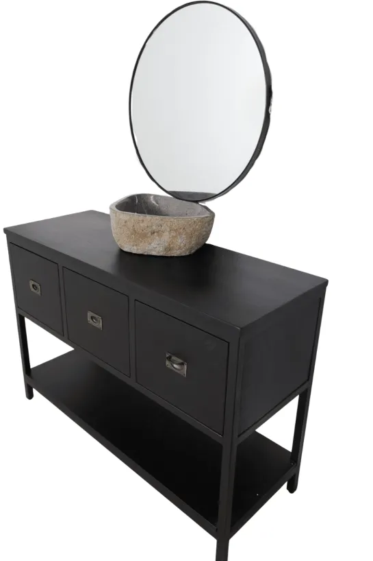 Zwart Teak Houten Badkamermeubel / Dressoir