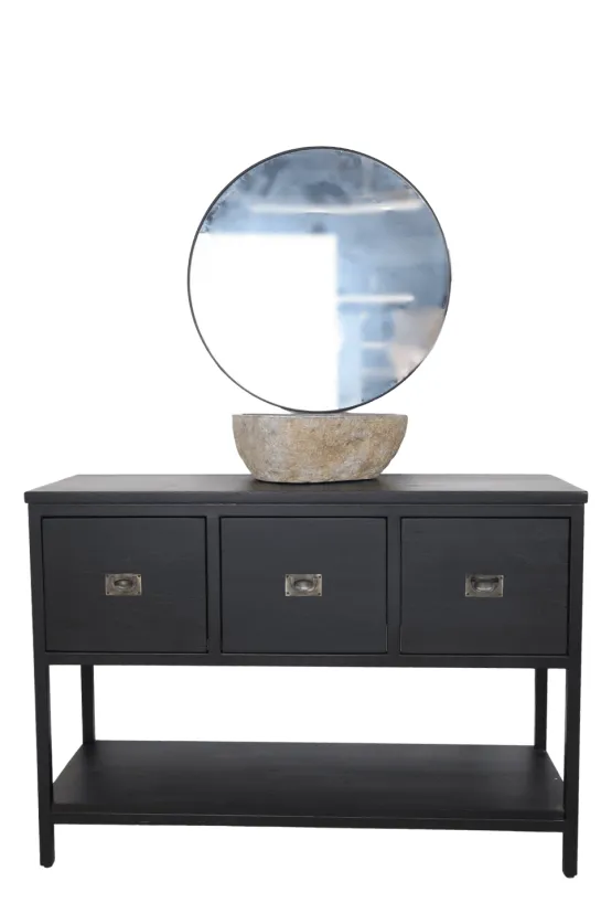 Zwart Teak Houten Badkamermeubel / Dressoir